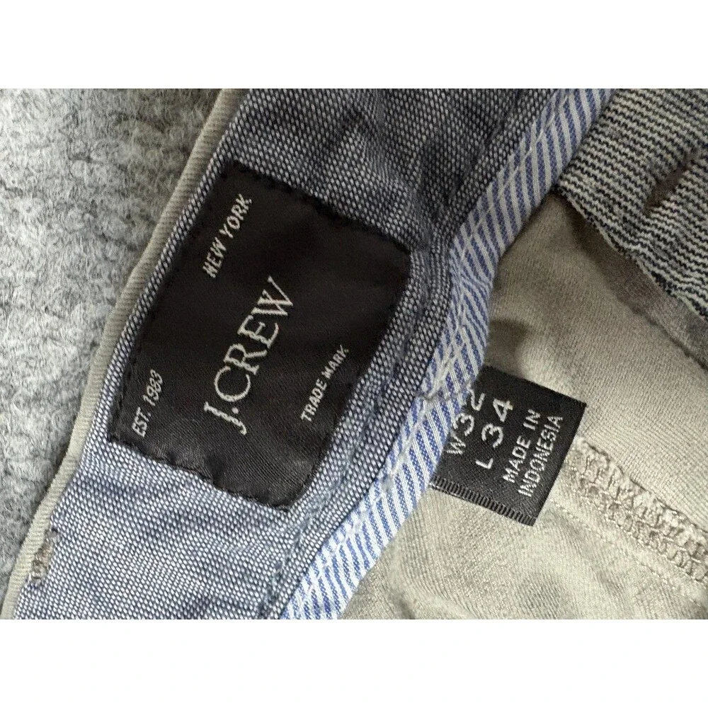 J.CREW Chino Pants Mens 32x34 Gray 484 Slim Straight Leg Cotton Stretch
